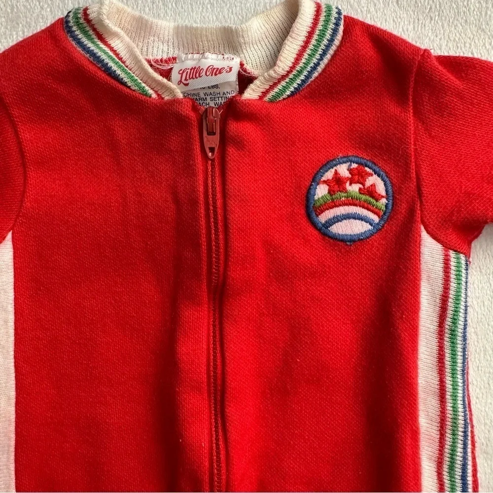 Vintage Little Ones Baby 3 Months Red Stripe Jumpsuit Romper One Piece Knit